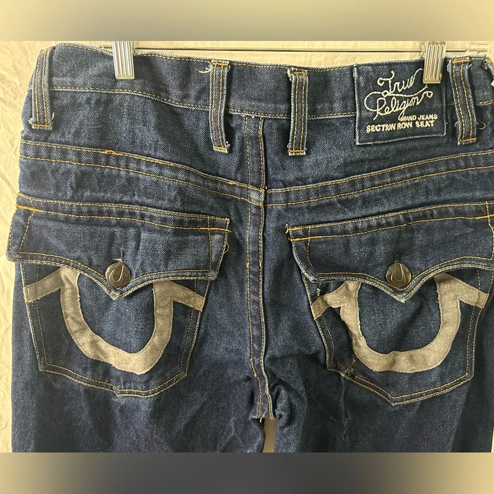 True Religion Section Row Seat Jeans Mens 36 Dark Wash Button Fly